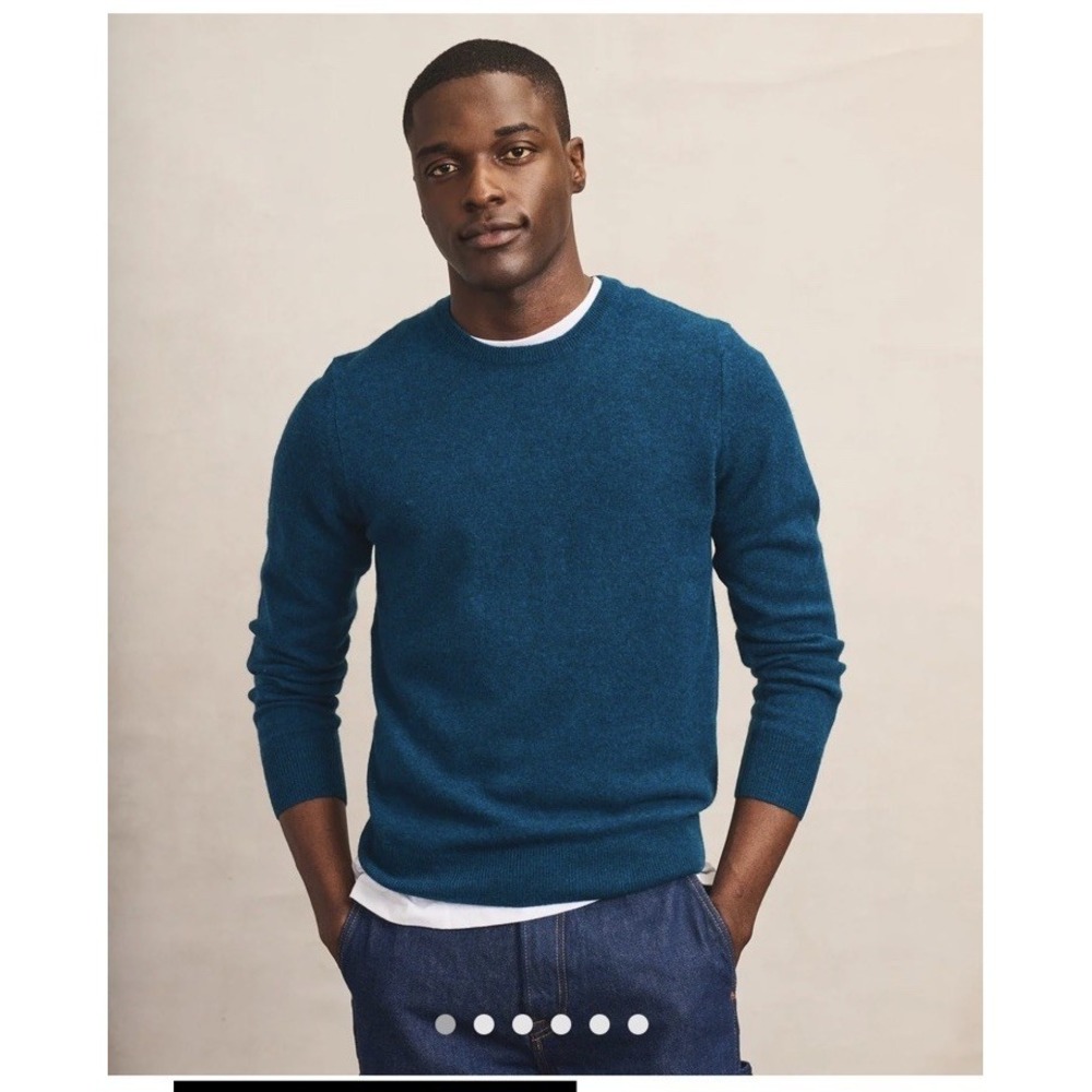 New Naadam The Original Cashmere Crewneck Sweater Men's Large Peacock Blue